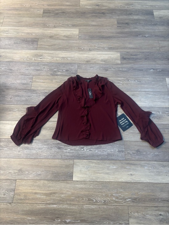 Lulus Tops - Lulus Jess Top Sz L Burgundy Ruffled Lace Boho Office Romantic Date Night NWT